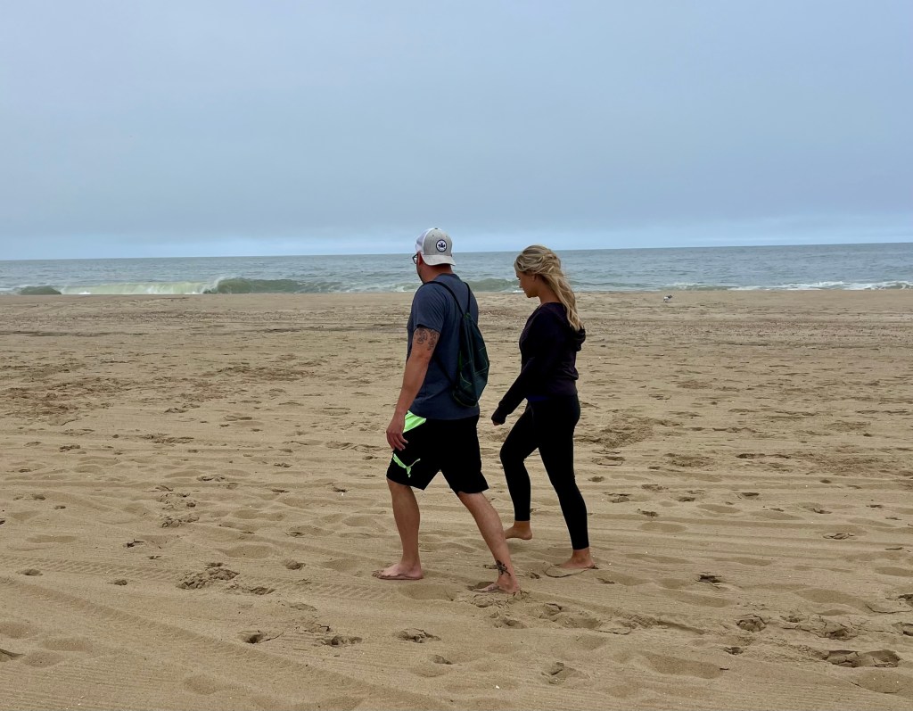 walking on the beach