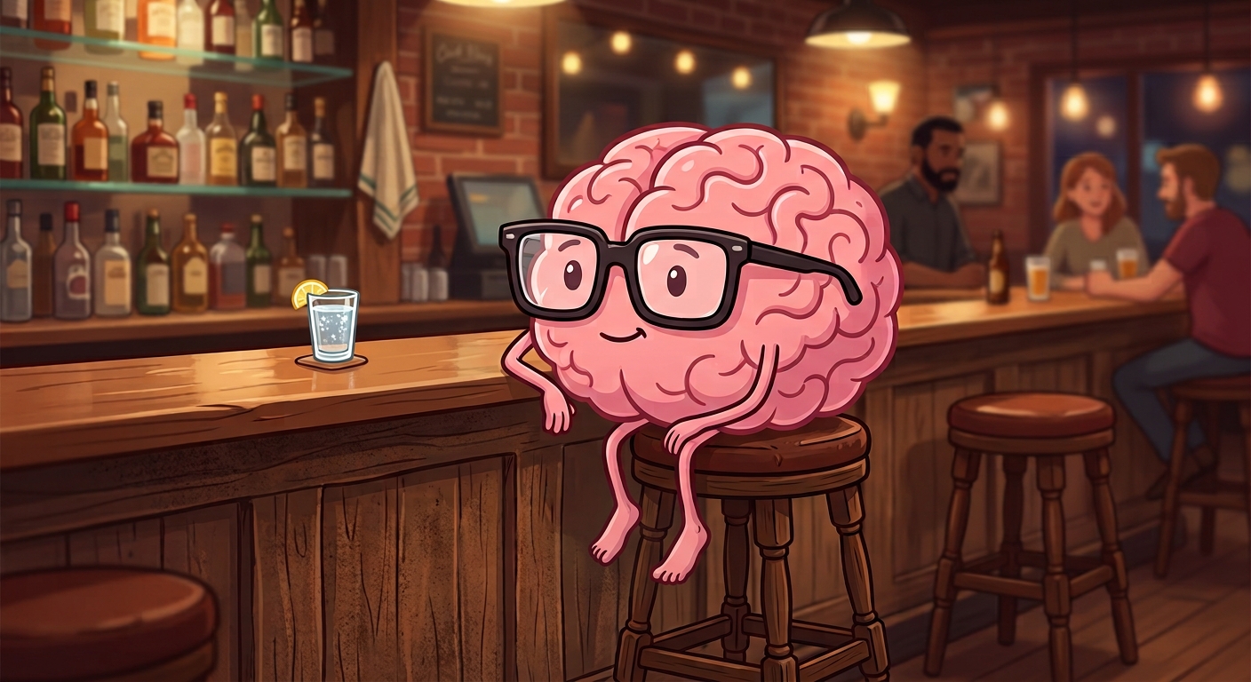 brain sitting at a bar